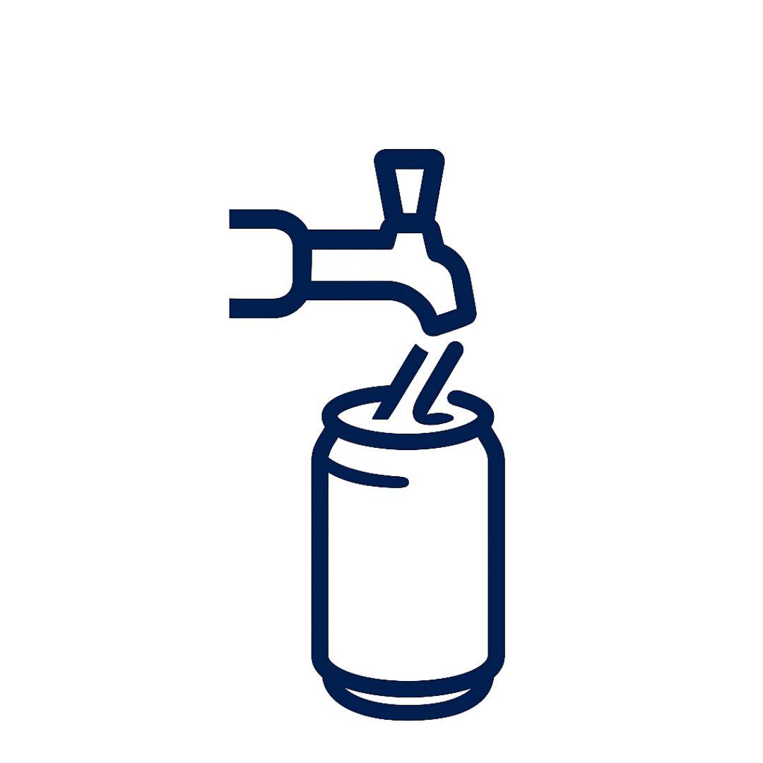 How It Works 1 Graphic on can being filled